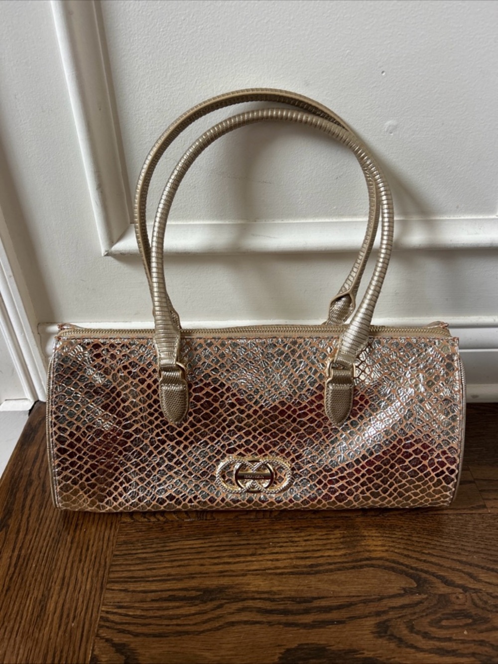 NWT - BRAHMIN Women's Donegal Collection Gold Sophia Satchel Bag
